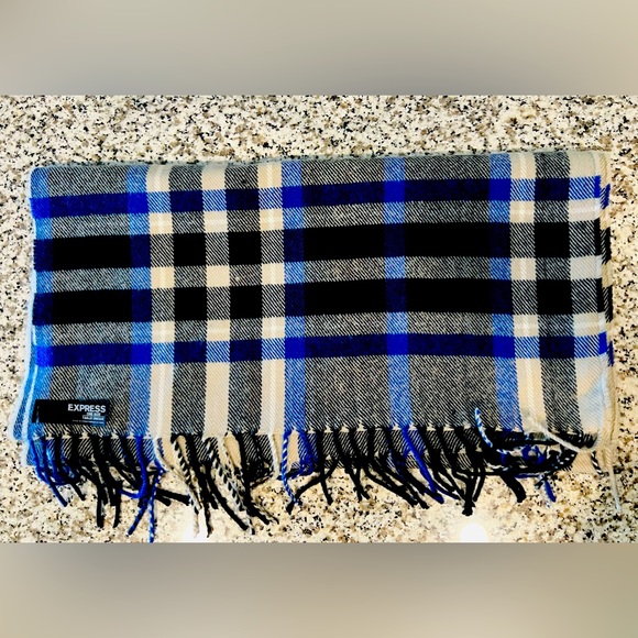 Express Accessories - Express Blue Plaid Scarf - Unisex (New without tags)